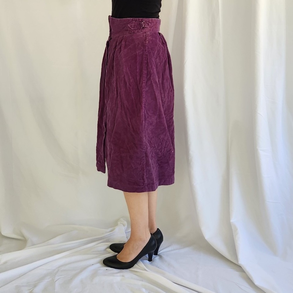 90s Purple Corduroy Midi Skirt - Picture 2 of 4